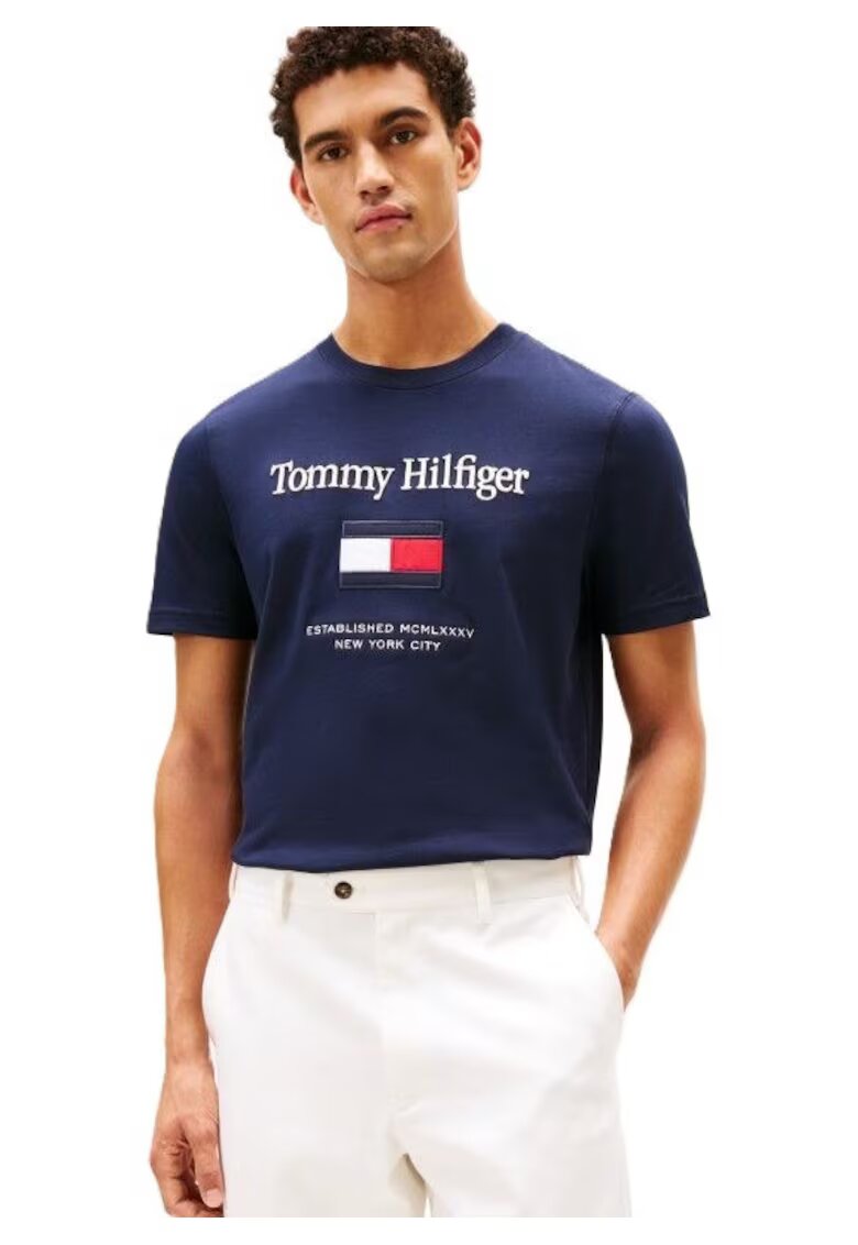 Tommy Hilfiger Мъжка тениска TOMMY EMBRO FLAG TEE - Памук -