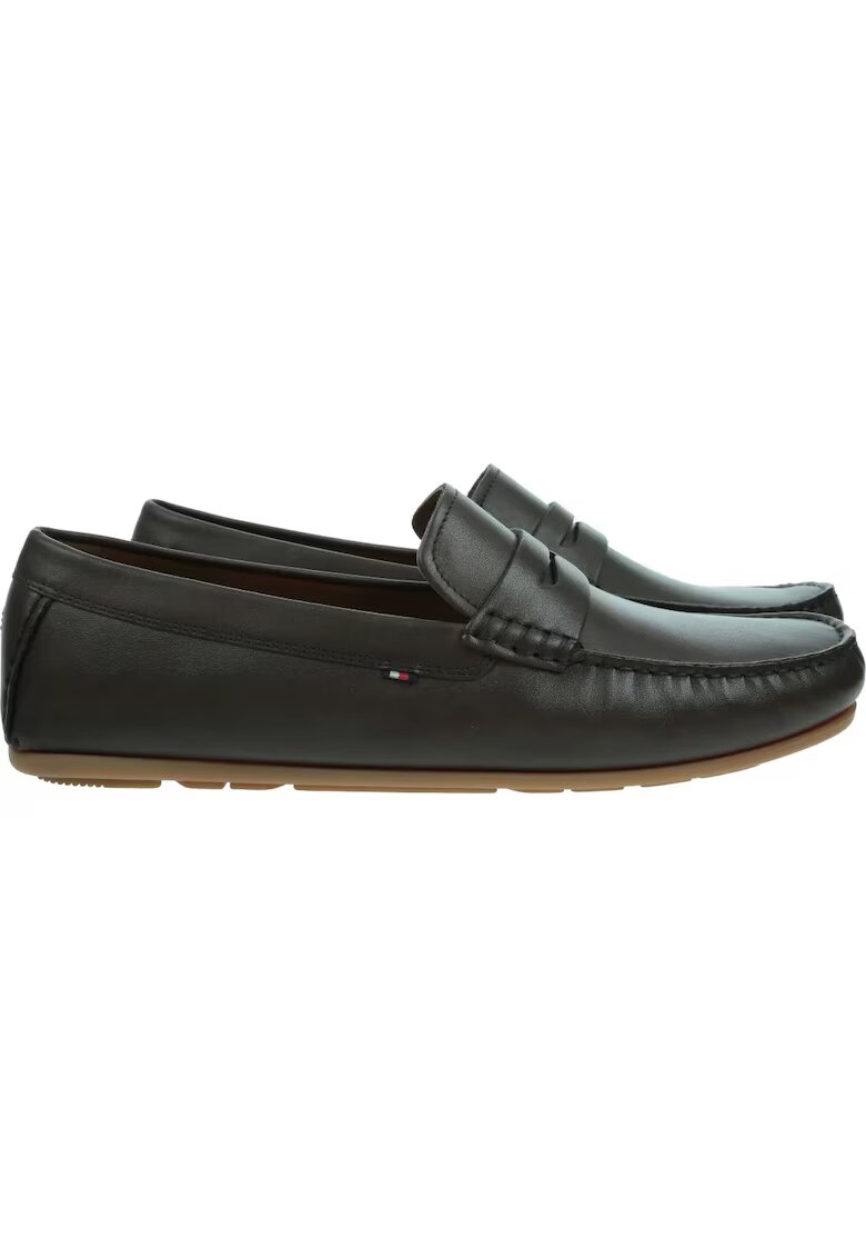 Tommy Hilfiger Мъжки мокасини - Corporate Hilfiger Leather Driver - Естествена кожа - Черен - Черен