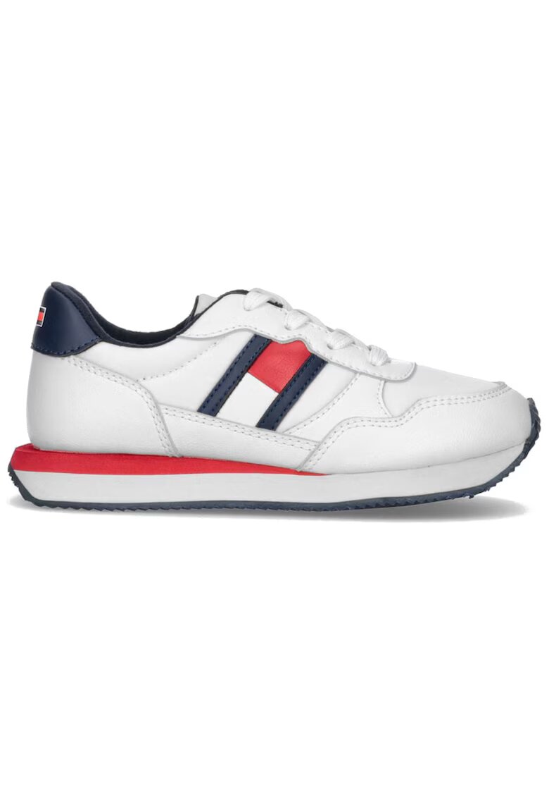 Tommy Hilfiger Момичешки спортни обувки ниски маратонки с връзки тип „флаг“ - T3X9-33133-0208100 - бели
