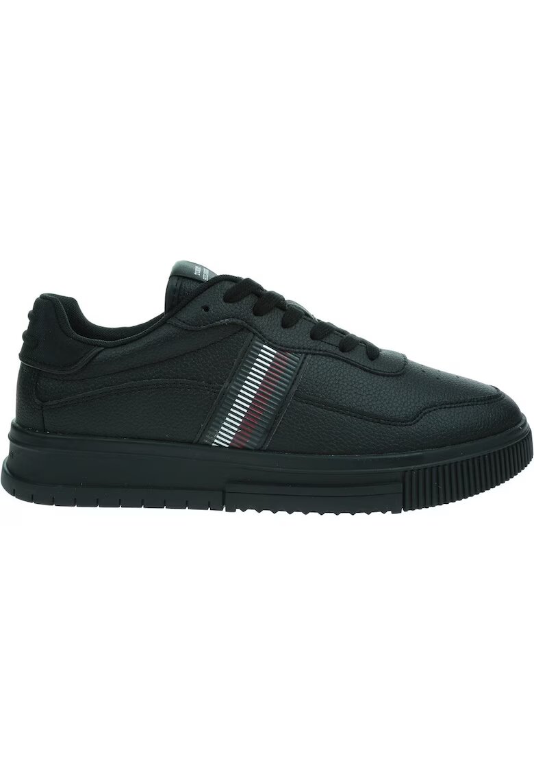 Tommy Hilfiger Обувки Supercup Stripes Tumbled - Естествена кожа - Черни