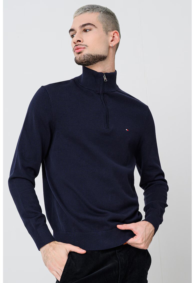 Tommy Hilfiger Памучен пуловер с къс цип
