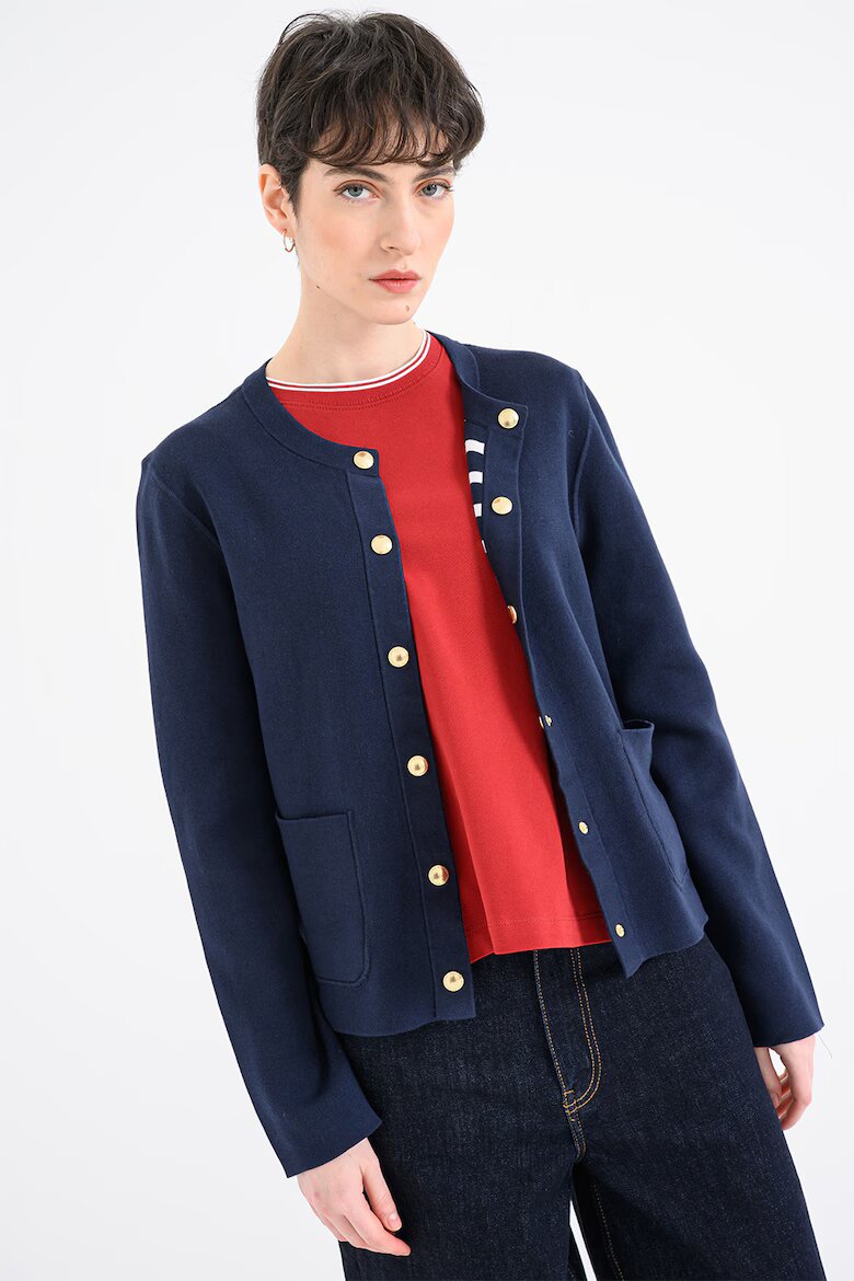 Tommy Hilfiger Памучна жилетка с копчета Тъмносин