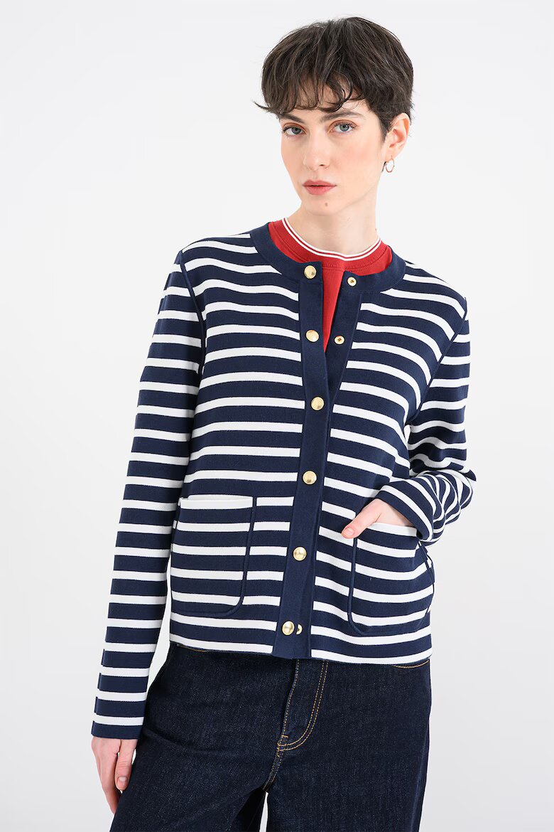 Tommy Hilfiger Памучна жилетка с копчета Тъмносин