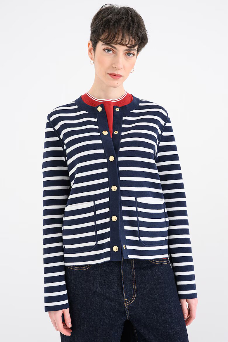 Tommy Hilfiger Памучна жилетка с копчета Тъмносин
