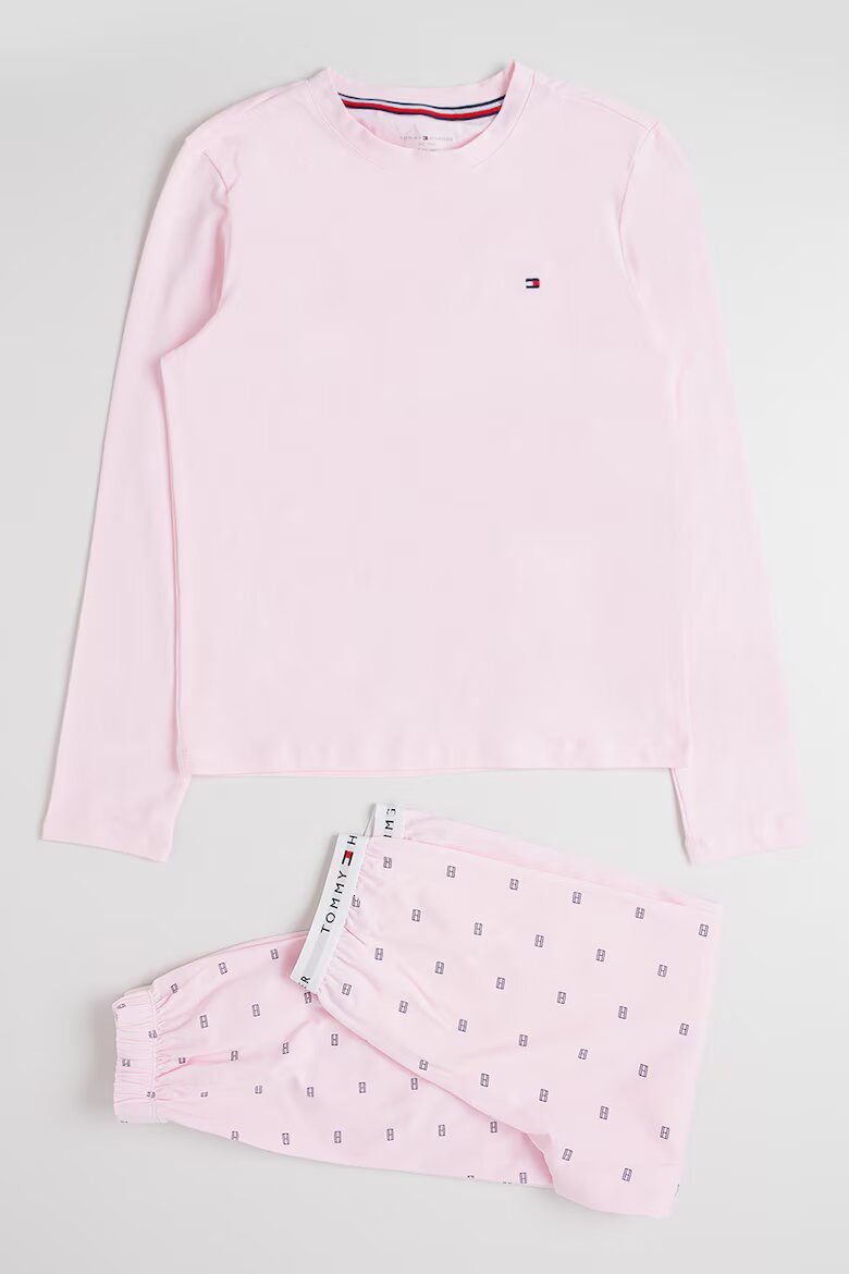 Tommy Hilfiger Пижама с лого Бледо розово/Тъмносин