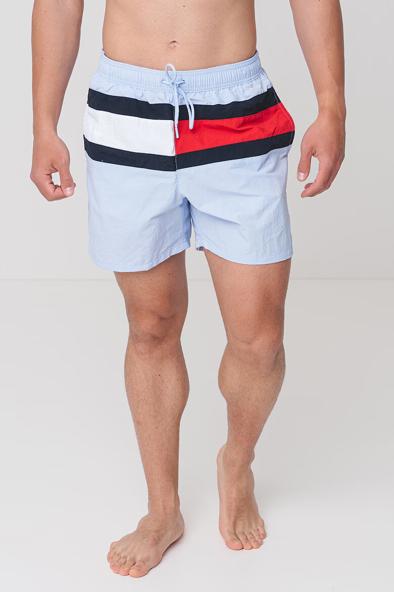 Tommy Hilfiger Плувни шорти с лого и връзка Червен/Пастелносин/Черен