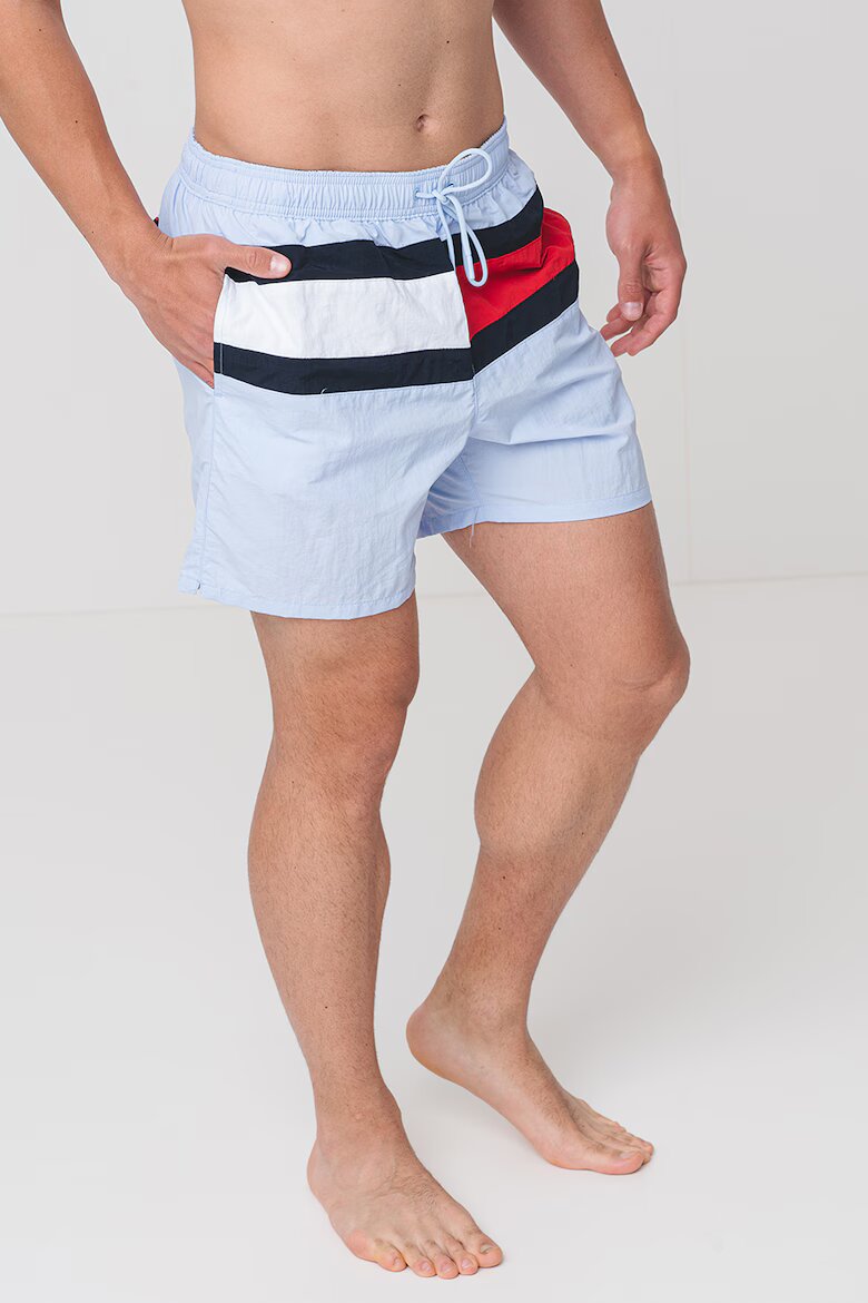 Tommy Hilfiger Плувни шорти с лого и връзка Червен/Пастелносин/Черен