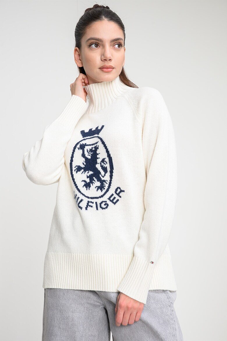 Tommy Hilfiger Поло с принт Мръснобял/Тъмносин