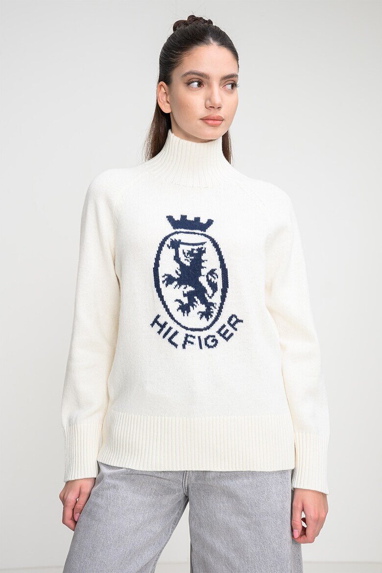 Tommy Hilfiger Поло с принт Мръснобял/Тъмносин