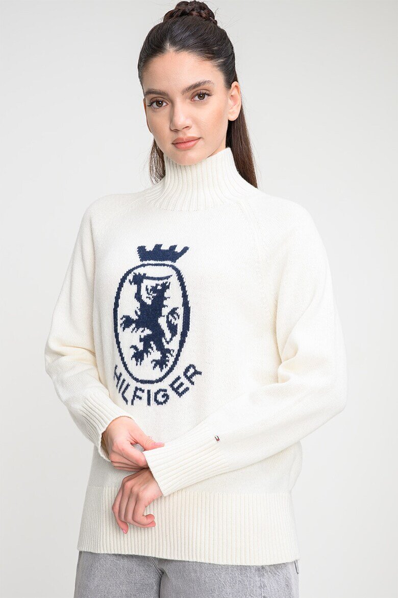 Tommy Hilfiger Поло с принт Мръснобял/Тъмносин