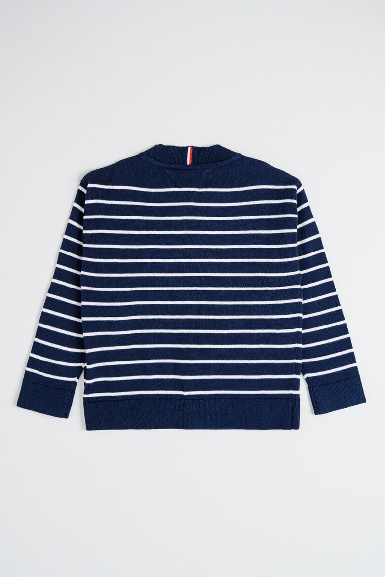 Tommy Hilfiger Пуловер от органичен памук с лого Бял/Тъмносин