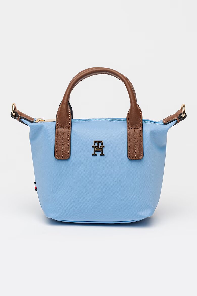 Tommy Hilfiger Ръчна платнена чанта Popette Micro с презрамка Пастелносин/Кафяв