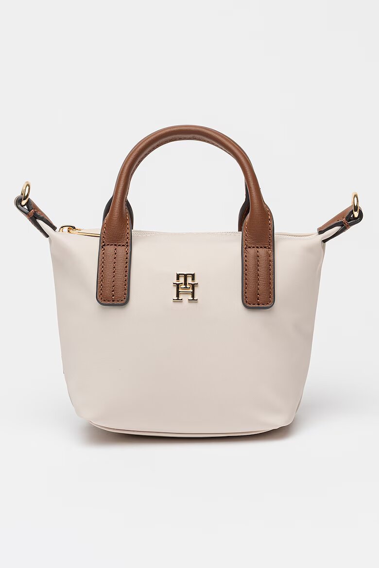 Tommy Hilfiger Ръчна платнена чанта Popette Micro с презрамка Слонова кост/Кафяв