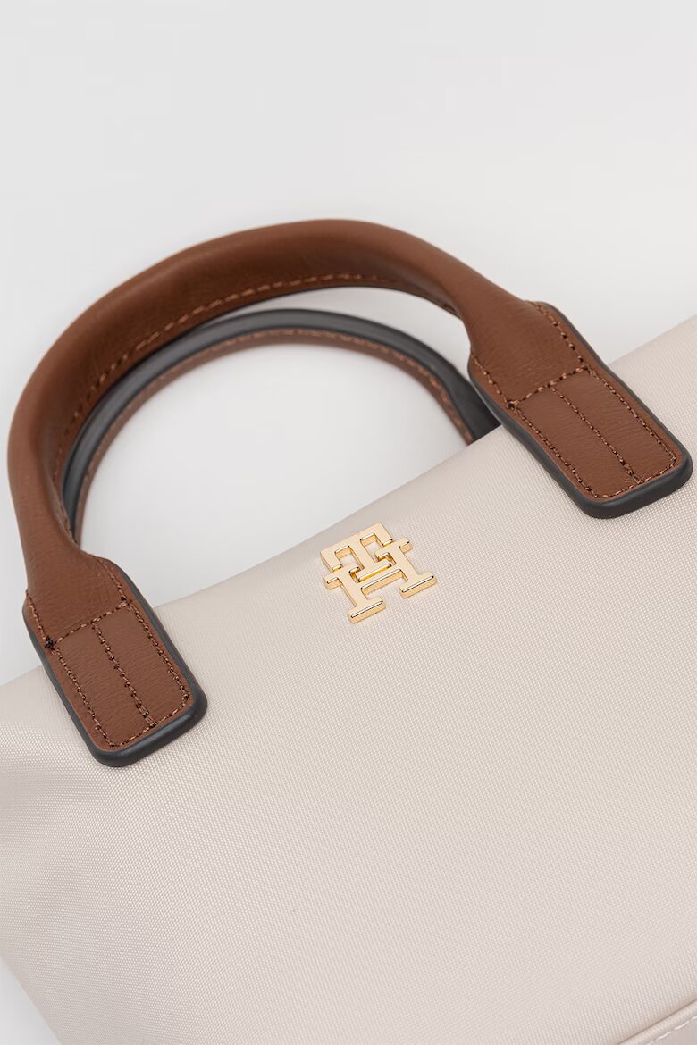Tommy Hilfiger Ръчна платнена чанта Popette Micro с презрамка Слонова кост/Кафяв