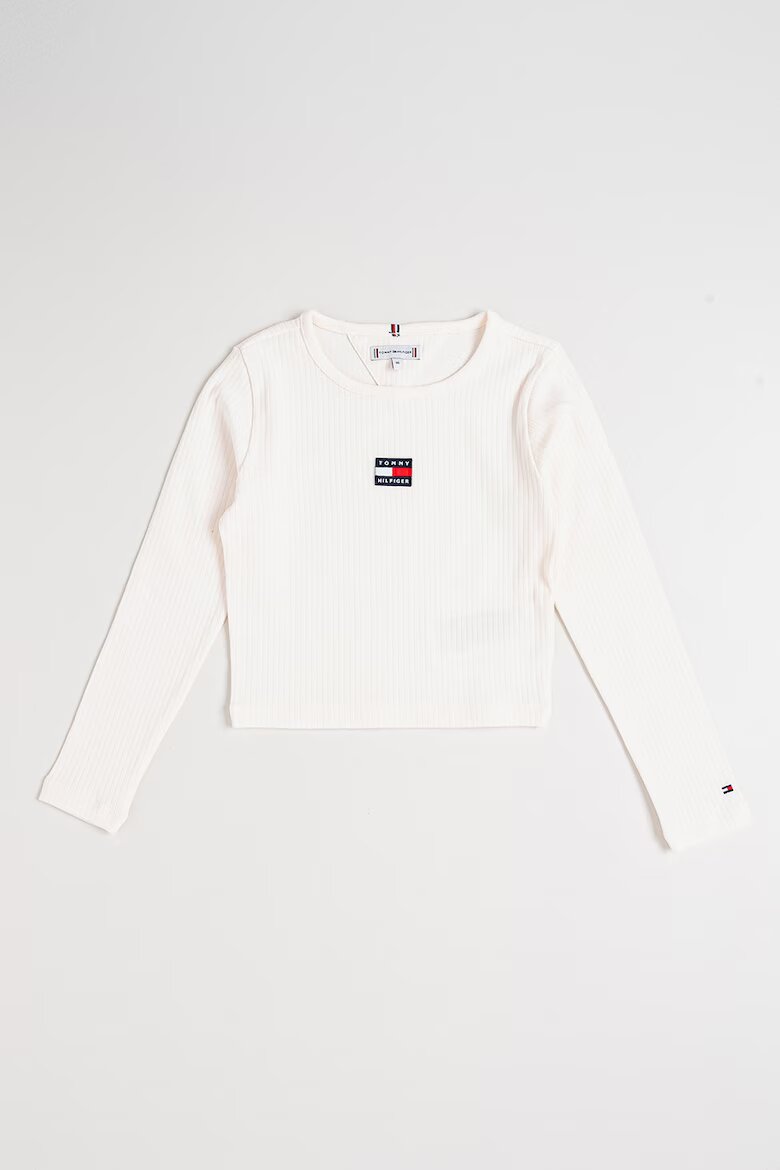 Tommy Hilfiger Рипсена блуза Heritage с лого Слонова кост
