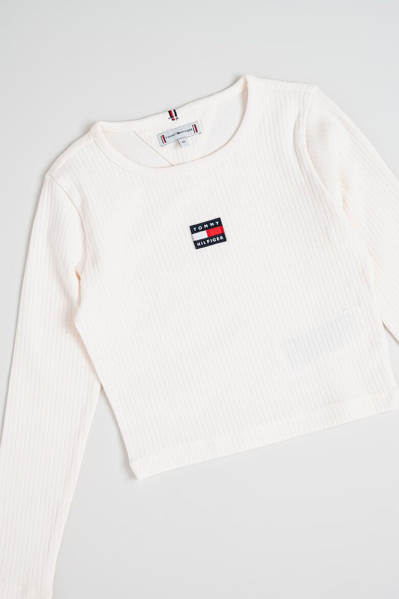 Tommy Hilfiger Рипсена блуза Heritage с лого Слонова кост