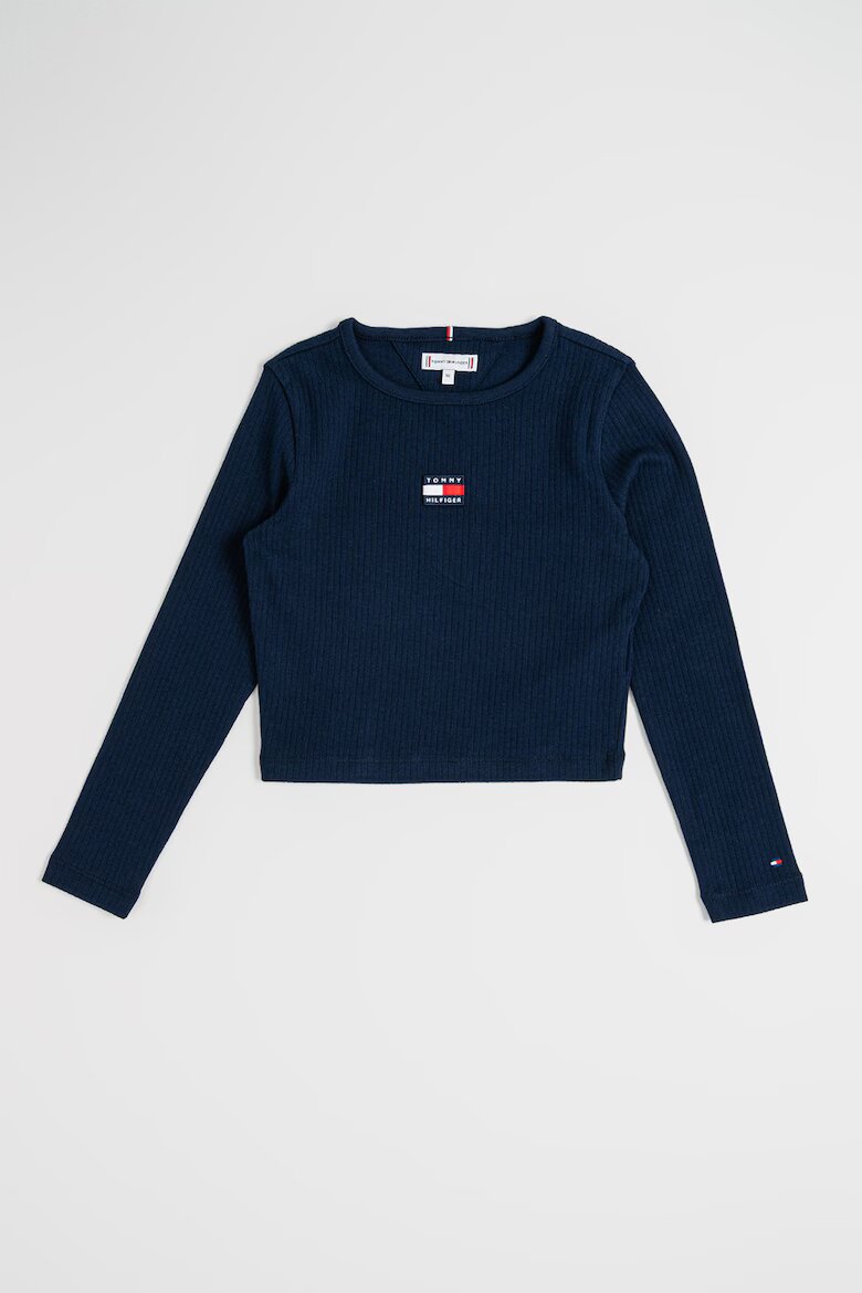 Tommy Hilfiger Рипсена блуза Heritage с лого Тъмносин