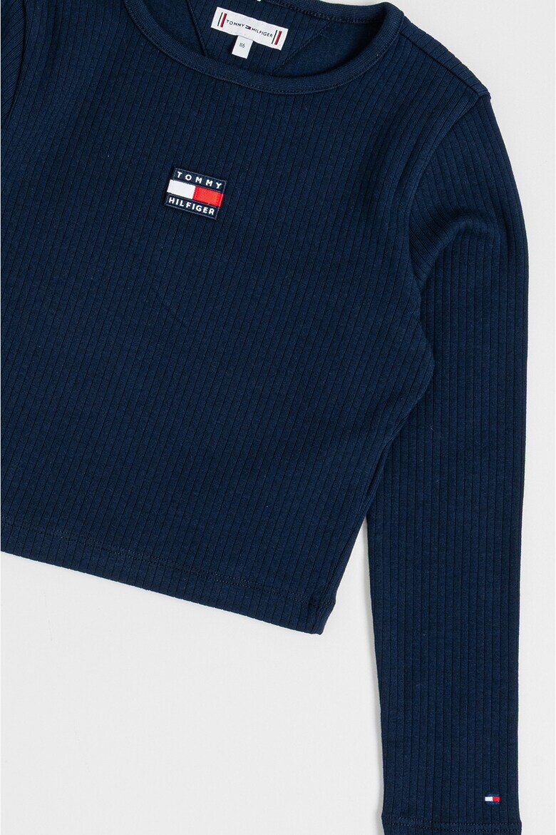 Tommy Hilfiger Рипсена блуза Heritage с лого Тъмносин