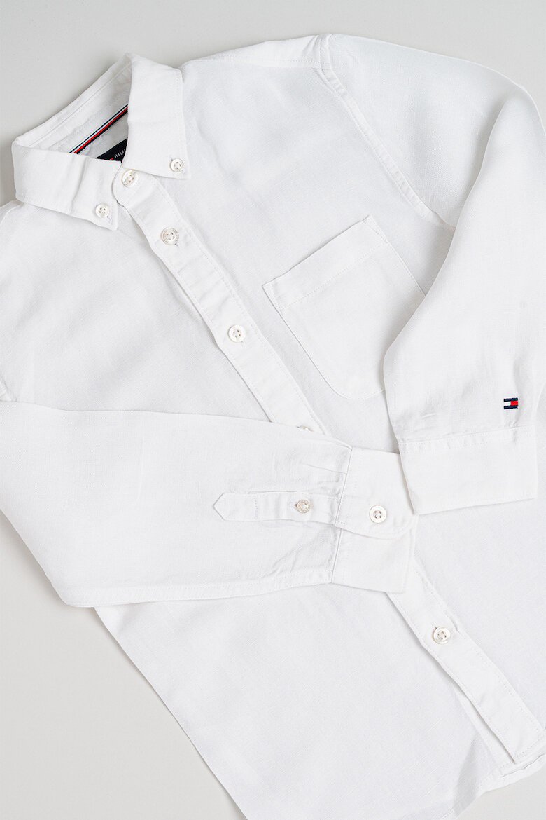 Tommy Hilfiger Риза с лен с джоб на гърдите Бял