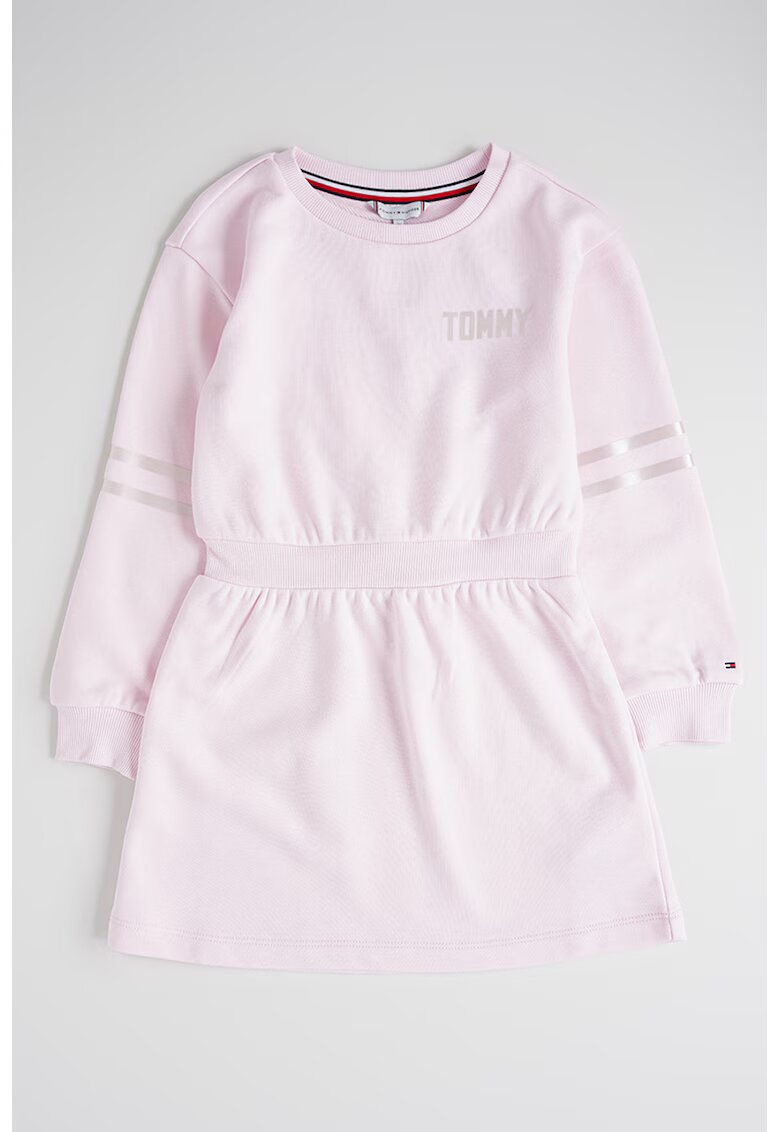 Tommy Hilfiger Рокля с дълги ръкави - еластична талия и лого - Сив меланж/Тъмносин