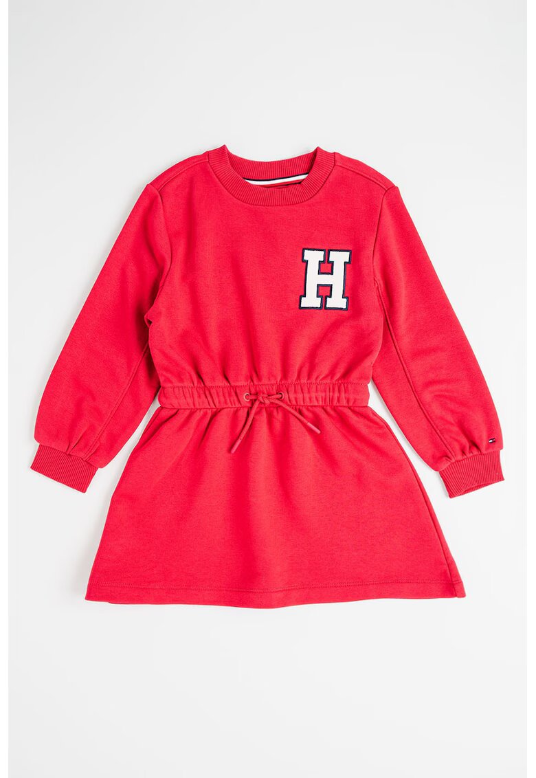 Tommy Hilfiger Рокля с органичен памук с дълги ръкави и шарка на гърба - Бял/Ултрамарин синьо/Малина