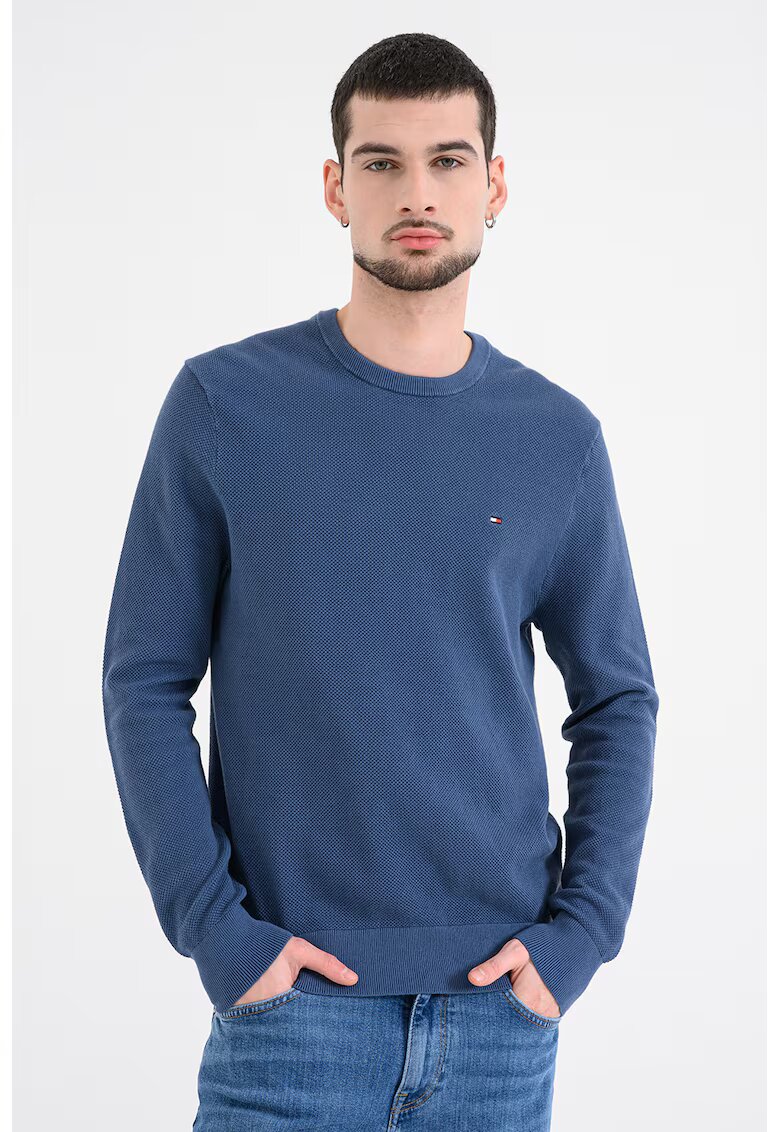 Tommy Hilfiger Семпъл пуловер с овално деколте - Тъмносин