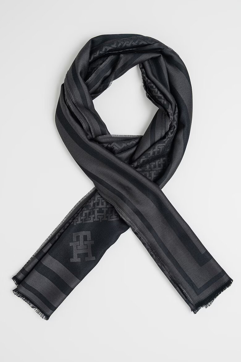 Tommy Hilfiger Шал с модал и вълна с шарка на монограм Черен