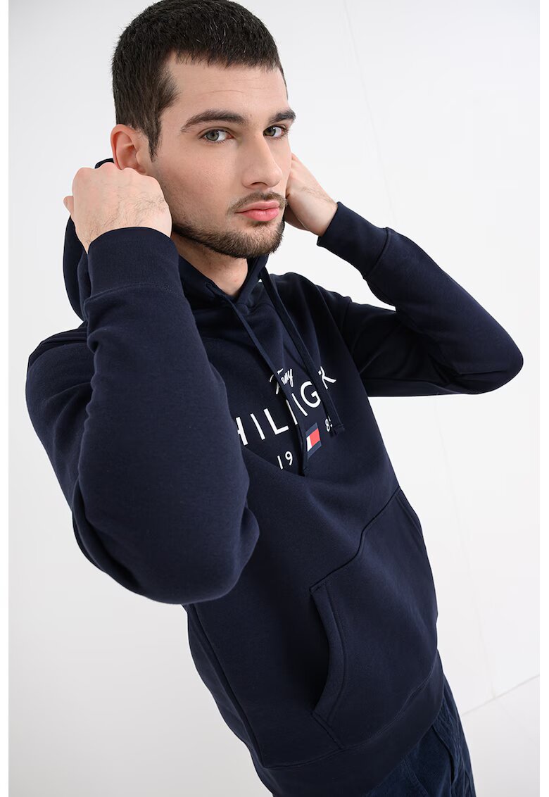 Tommy Hilfiger Слим худи с лого - Тъмносин