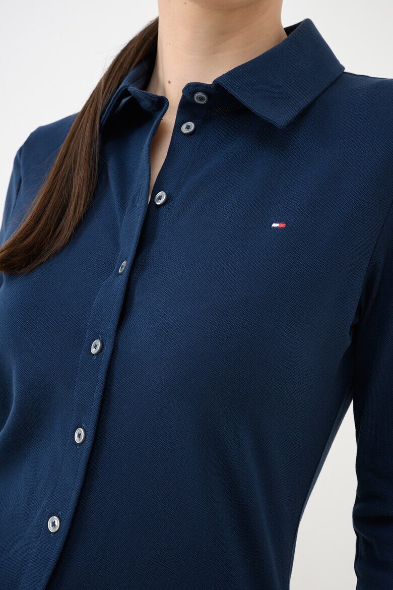 Tommy Hilfiger Слим риза от пике с лого Тъмносин