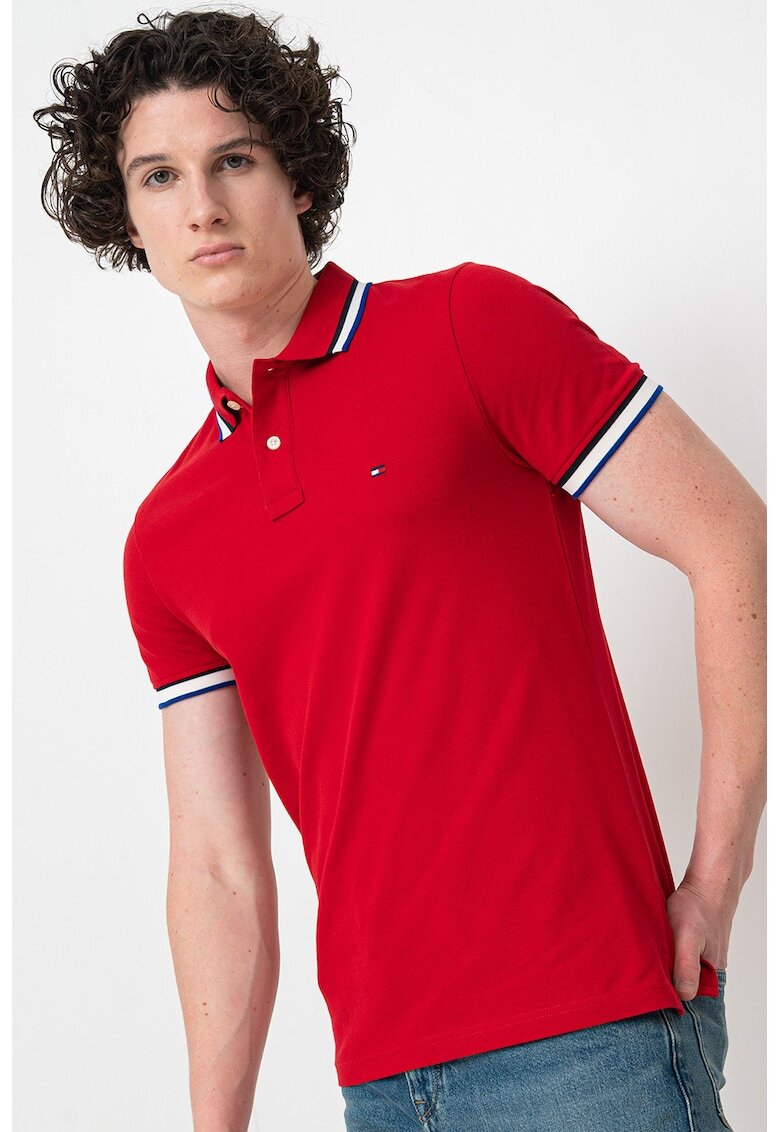 Tommy Hilfiger Слим тениска Cuff Interest с яка