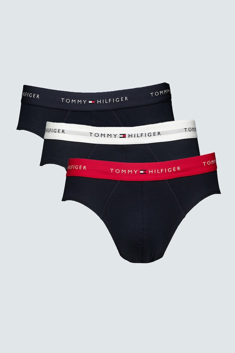 Tommy Hilfiger Слипове с лого 3 чифта Бял/Ултрамарин синьо/Аленочервен