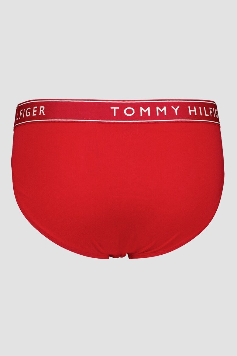 Tommy Hilfiger Слипове с памук с лого на талията - 3 чифта Червен/Студен бял/Тъмносин