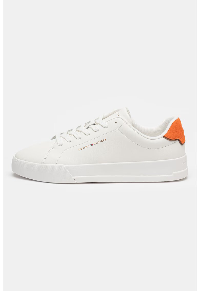 Tommy Hilfiger Кожени спортни обувки Court със синтетика - Мандарина/Бял