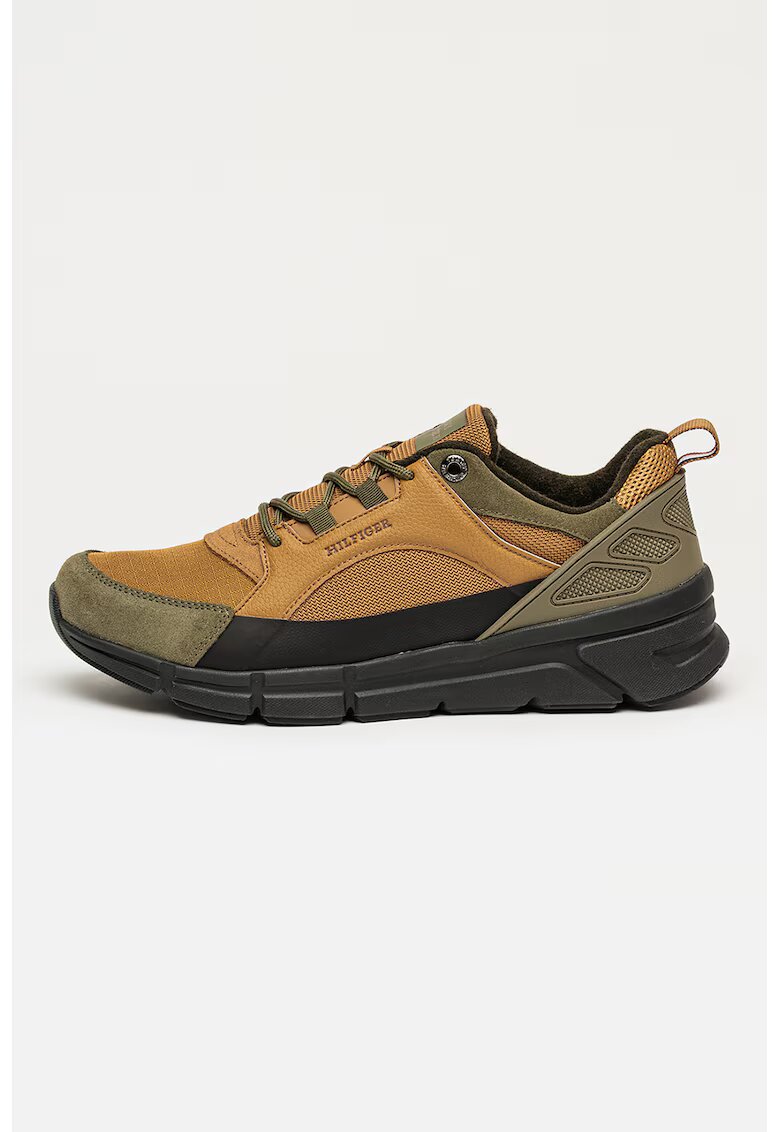 Tommy Hilfiger Спортни обувки Moder Comfort Run с кожа - Кафяв/Каки