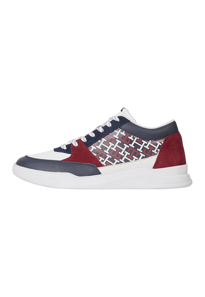 Tommy Hilfiger Спортни обувки Monogram Elevated от кожа и велур - Червен/Бял/Тъмносин