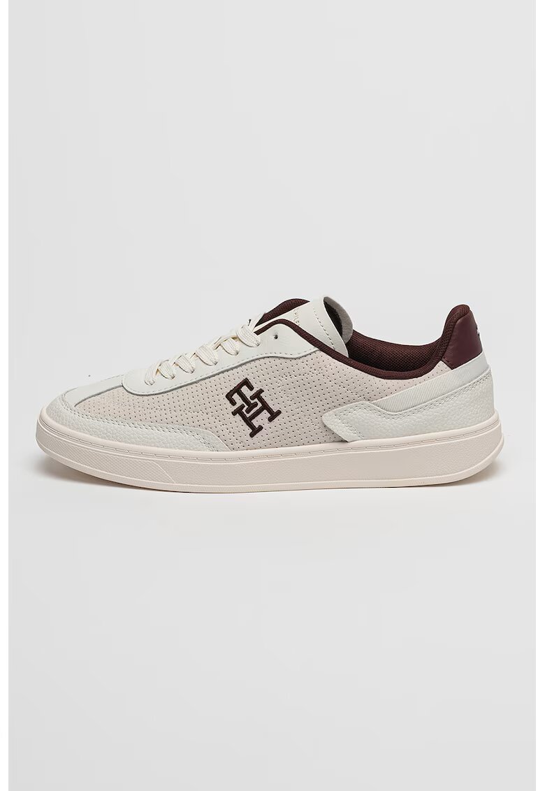 Tommy Hilfiger Спортни обувки от кожа и еко кожа - Бял/Коняк
