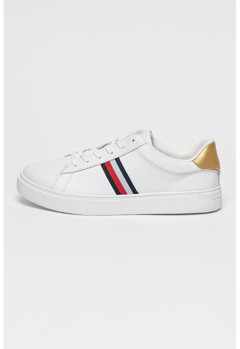 Tommy Hilfiger Спортни обувки от кожа с контрасти - Червен/Бял/Тъмносин