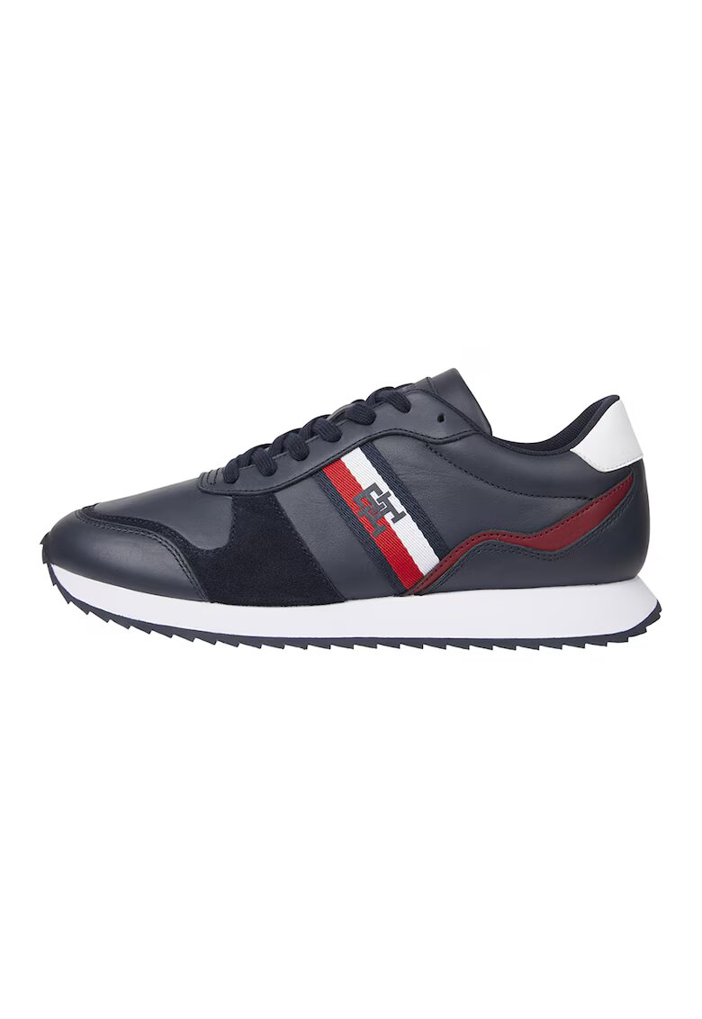 Tommy Hilfiger Спортни обувки с велур и кожа - Червен/Бял/Тъмносин