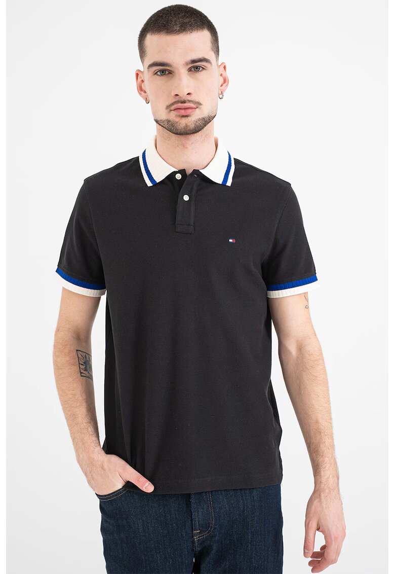 Tommy Hilfiger Стандартна тениска с яка - Черен