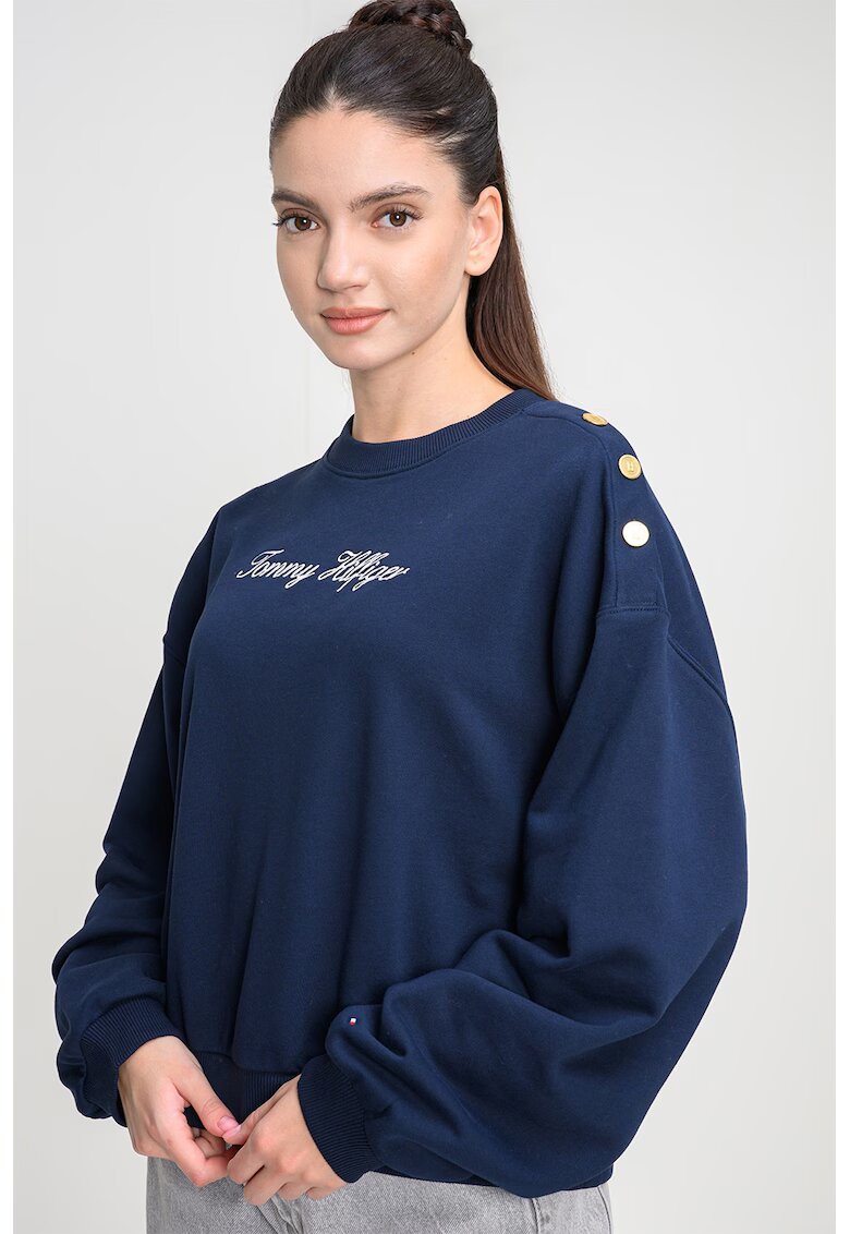 Tommy Hilfiger Суитшърт с копчета на рамото - Тъмносин