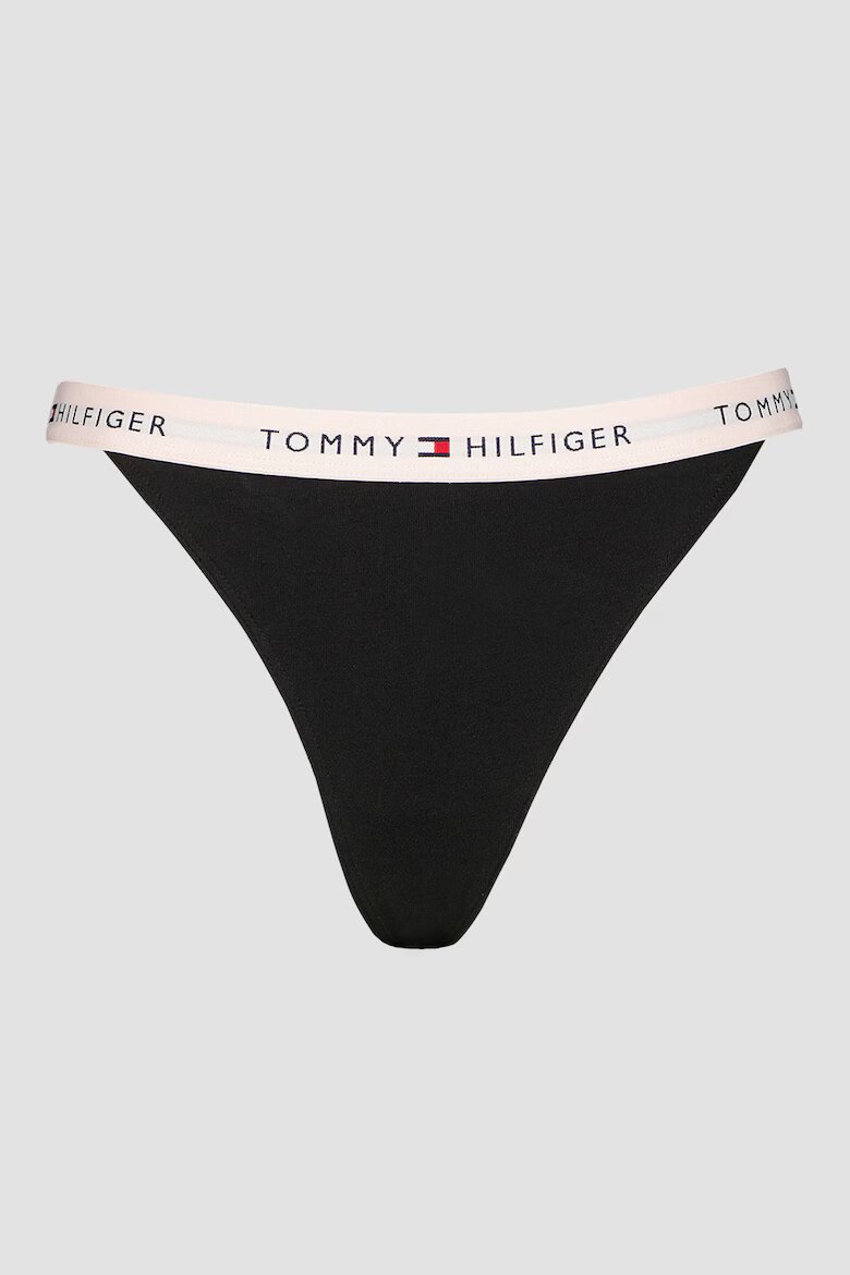 Tommy Hilfiger Танга с лого на талията - 3 чифта Черен