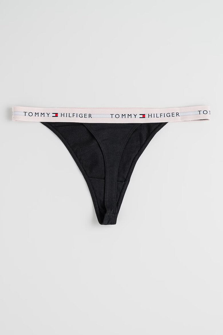 Tommy Hilfiger Танга с лого на талията - 3 чифта Черен