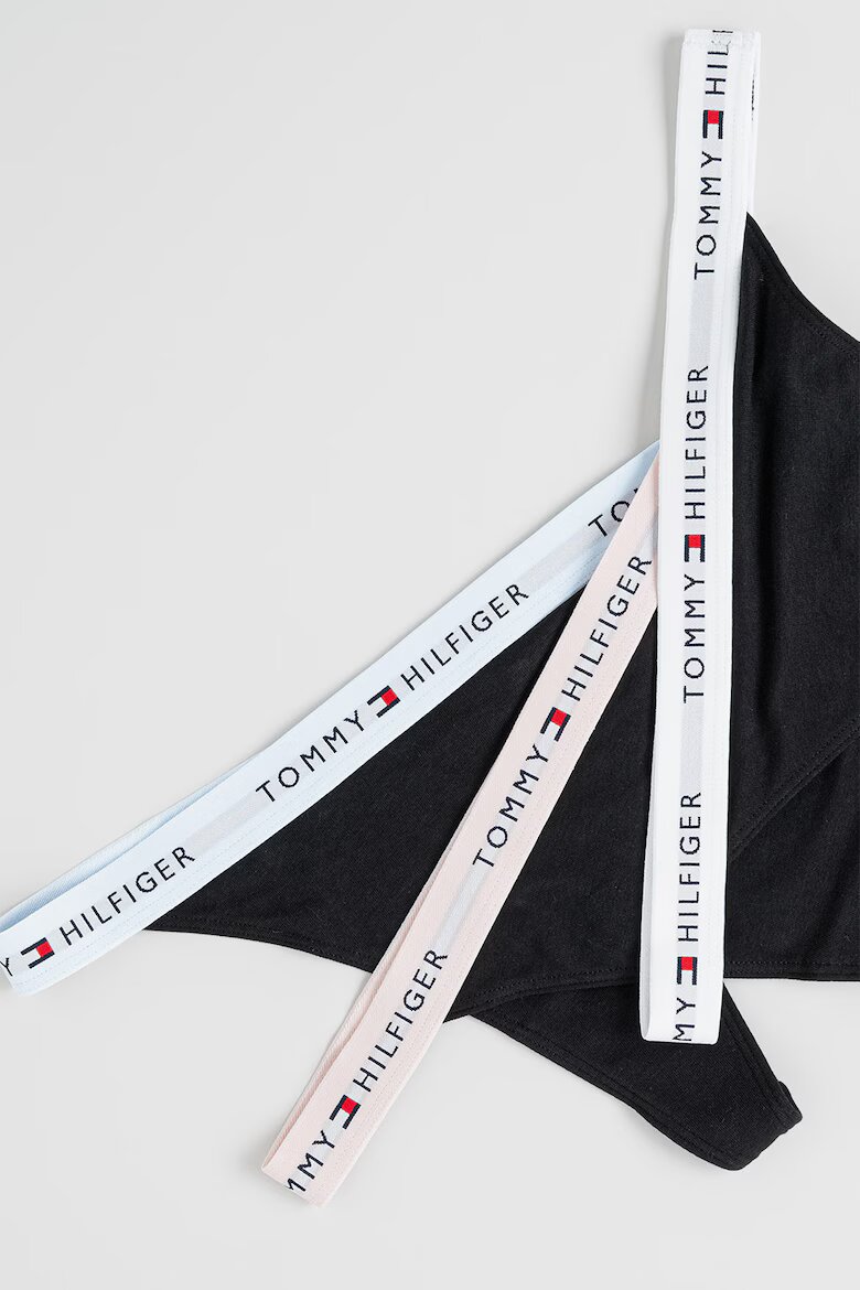 Tommy Hilfiger Танга с лого на талията - 3 чифта Черен