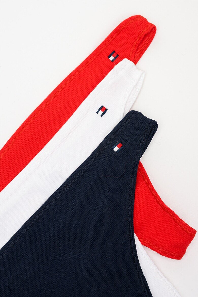 Tommy Hilfiger Танга с памук - 3 чифта Червен/Бял/Тъмносин