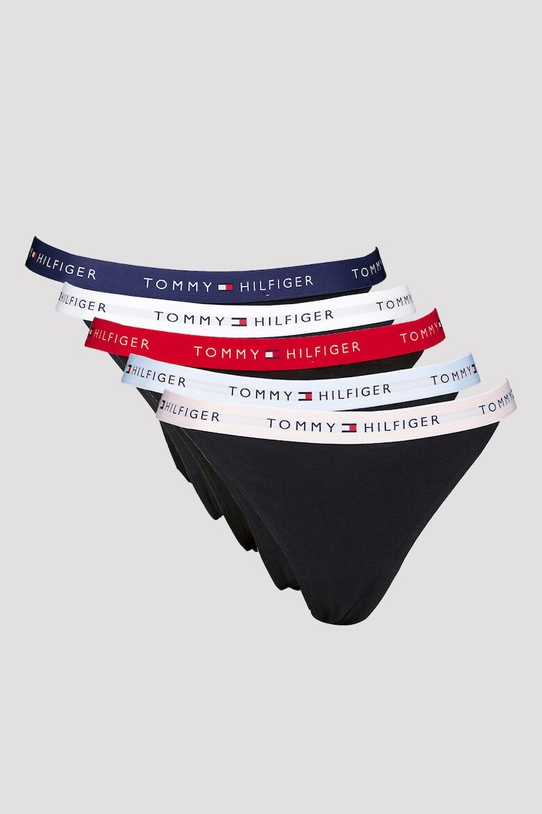 Tommy Hilfiger Танга с памук - 5 чифта Черен