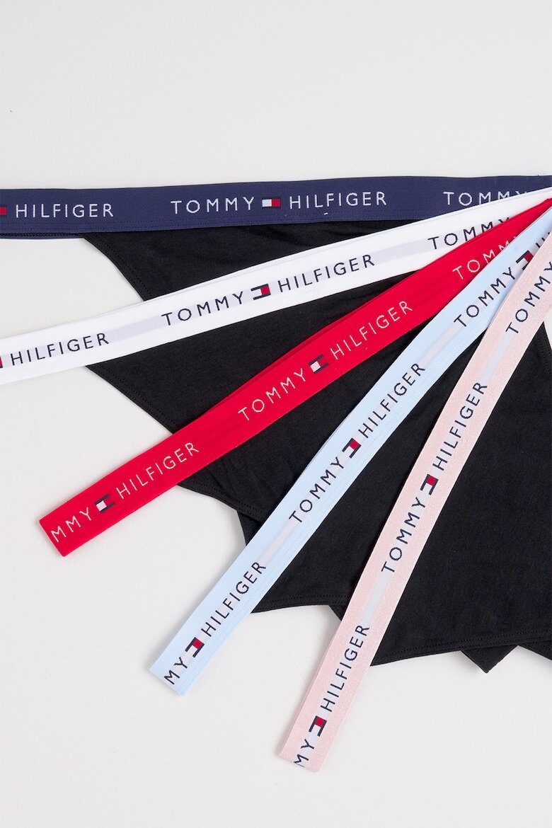 Tommy Hilfiger Танга с памук - 5 чифта Черен
