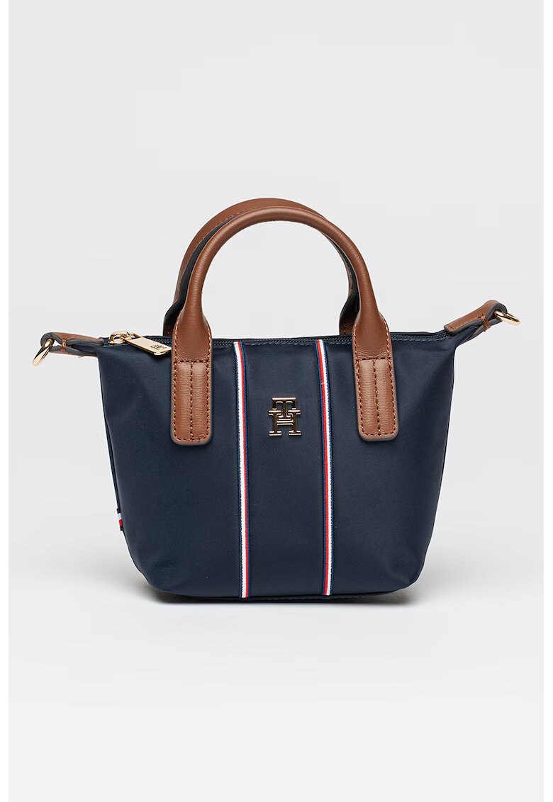 Tommy Hilfiger Текстилна малка чанта с кожа - Червен/Бял/Тъмносин