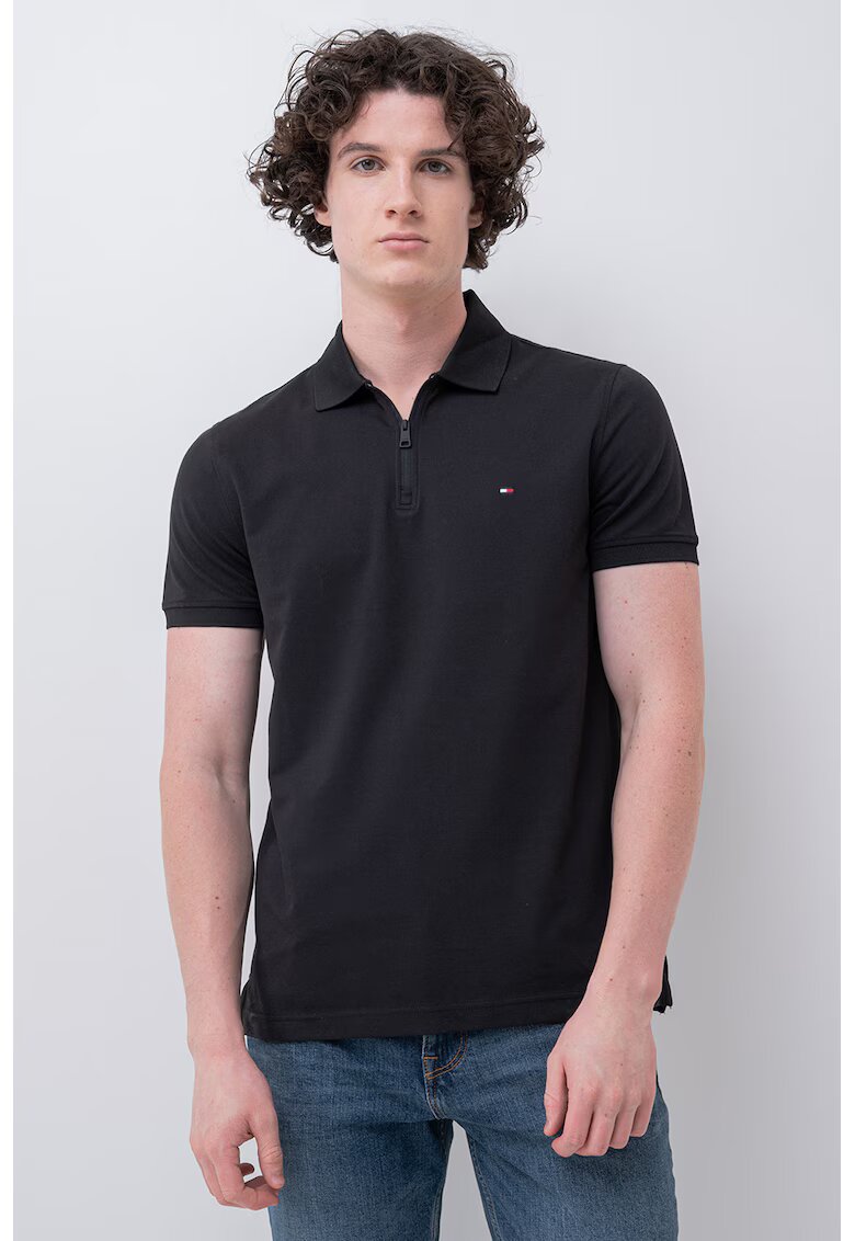 Tommy Hilfiger Тениска с къс цип и яка