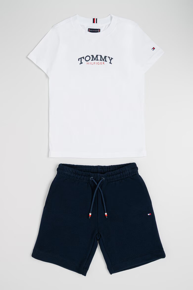 Tommy Hilfiger Тениска с памук и къс панталон Бял/Тъмносин