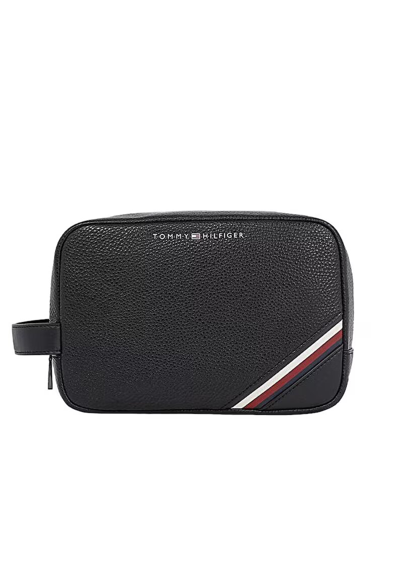 Tommy Hilfiger Тоалетна чанта еко кожа - черна - 23x12x15.5cm